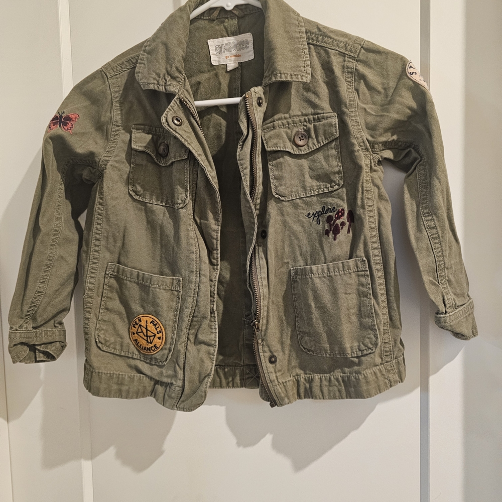 Kids Olive Green Jacket with Patches